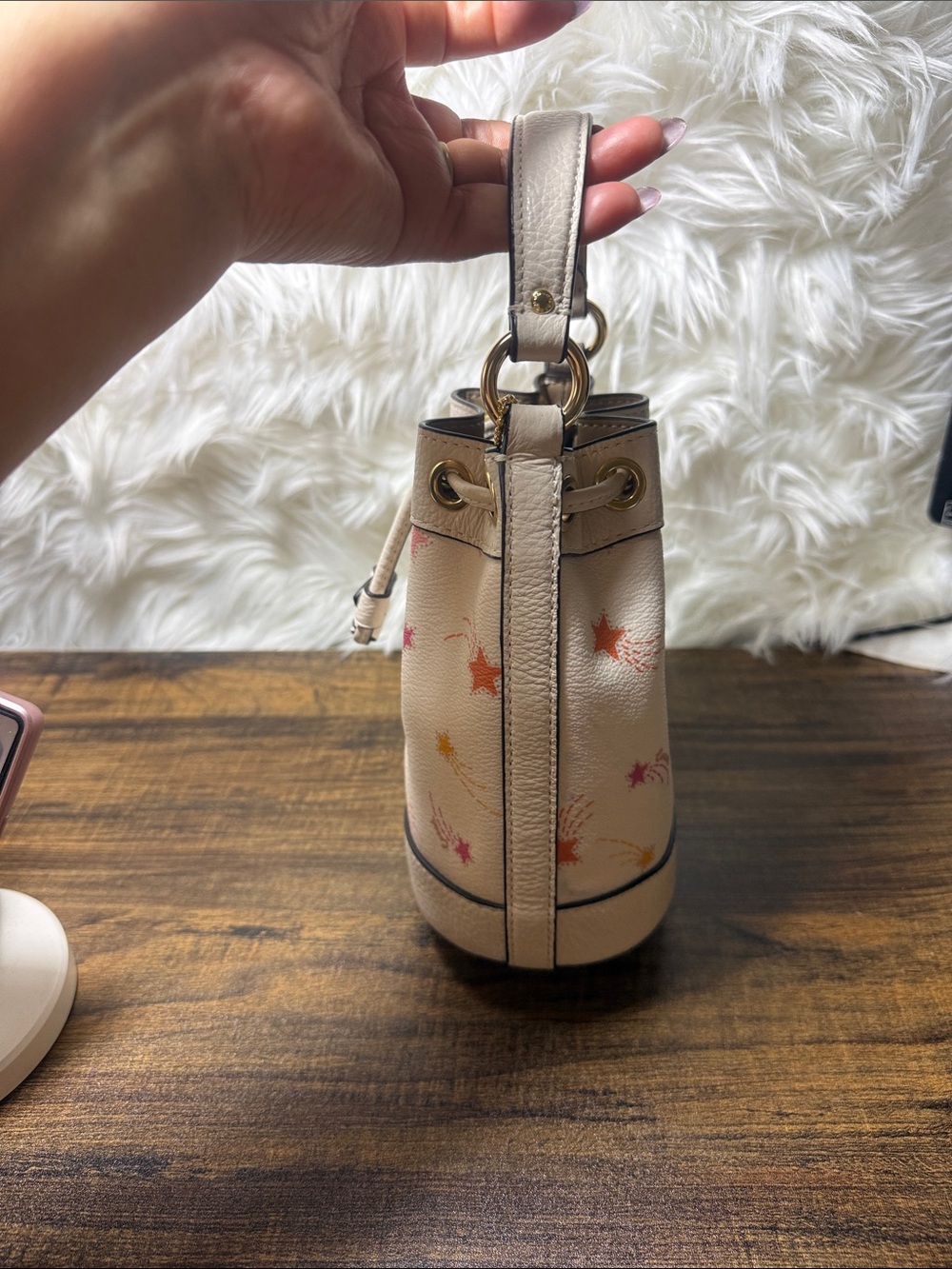 Coach Cream Mini Bucket Bag with Star Accent - Picture 4 of 10